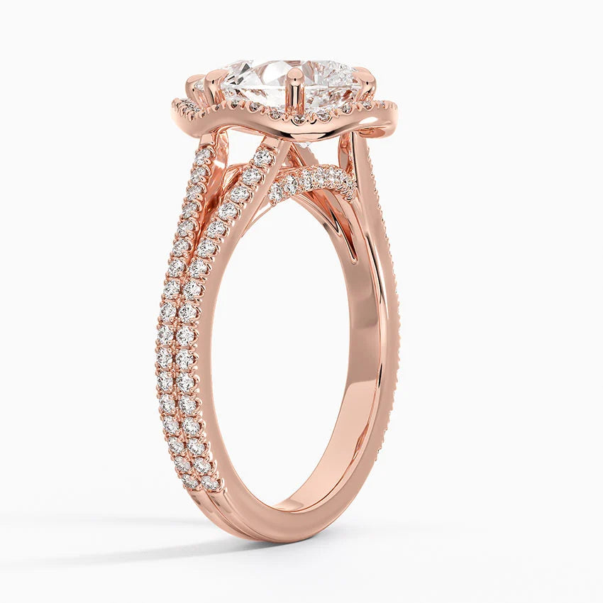 2,50 Karat Damla Halo Tasarım Tektaş Laboratuvar Pırlanta Yüzük 18K - Aurelia - Bold Diamonds