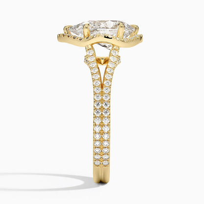2,50 Karat Damla Halo Tasarım Tektaş Laboratuvar Pırlanta Yüzük 18K - Aurelia - Bold Diamonds