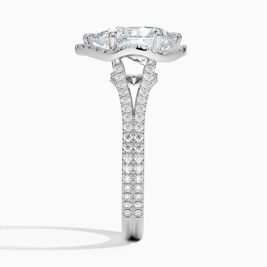 2,50 Karat Damla Halo Tasarım Tektaş Laboratuvar Pırlanta Yüzük 18K - Aurelia - Bold Diamonds