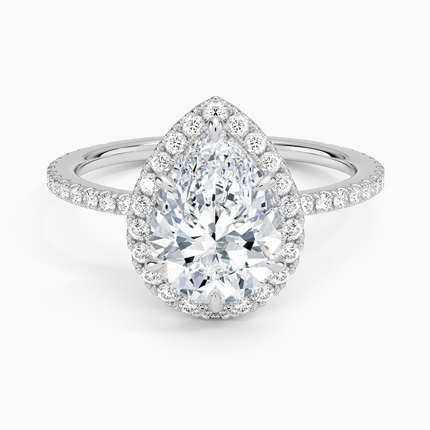 2,50 Karat Damla Halo Tasarım Tektaş Laboratuvar Pırlanta Yüzük 18K - Celestia - Bold Diamonds