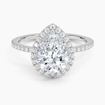 2,50 Karat Damla Halo Tasarım Tektaş Laboratuvar Pırlanta Yüzük 18K - Celestia - Bold Diamonds