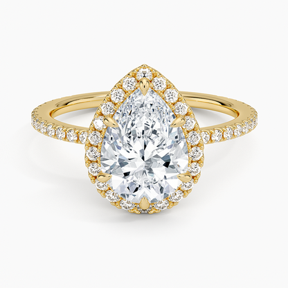 2,50 Karat Damla Halo Tasarım Tektaş Laboratuvar Pırlanta Yüzük 18K - Celestia - Bold Diamonds