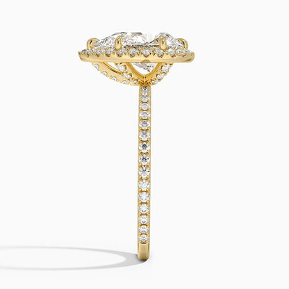 2,50 Karat Damla Halo Tasarım Tektaş Laboratuvar Pırlanta Yüzük 18K - Celestia - Bold Diamonds