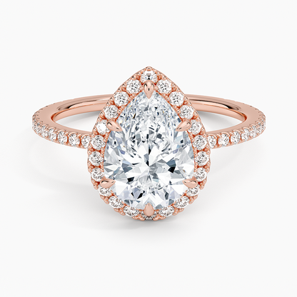 2,50 Karat Damla Halo Tasarım Tektaş Laboratuvar Pırlanta Yüzük 18K - Celestia - Bold Diamonds