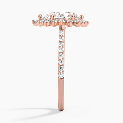 2,50 Karat Damla Halo Tasarım Tektaş Laboratuvar Pırlanta Yüzük 18K -Seraphina - Bold Diamonds