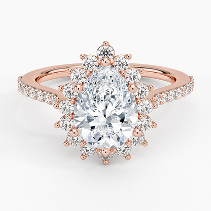 2,50 Karat Damla Halo Tasarım Tektaş Laboratuvar Pırlanta Yüzük 18K -Seraphina - Bold Diamonds