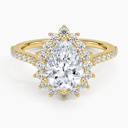 2,50 Karat Damla Halo Tasarım Tektaş Laboratuvar Pırlanta Yüzük 18K -Seraphina - Bold Diamonds