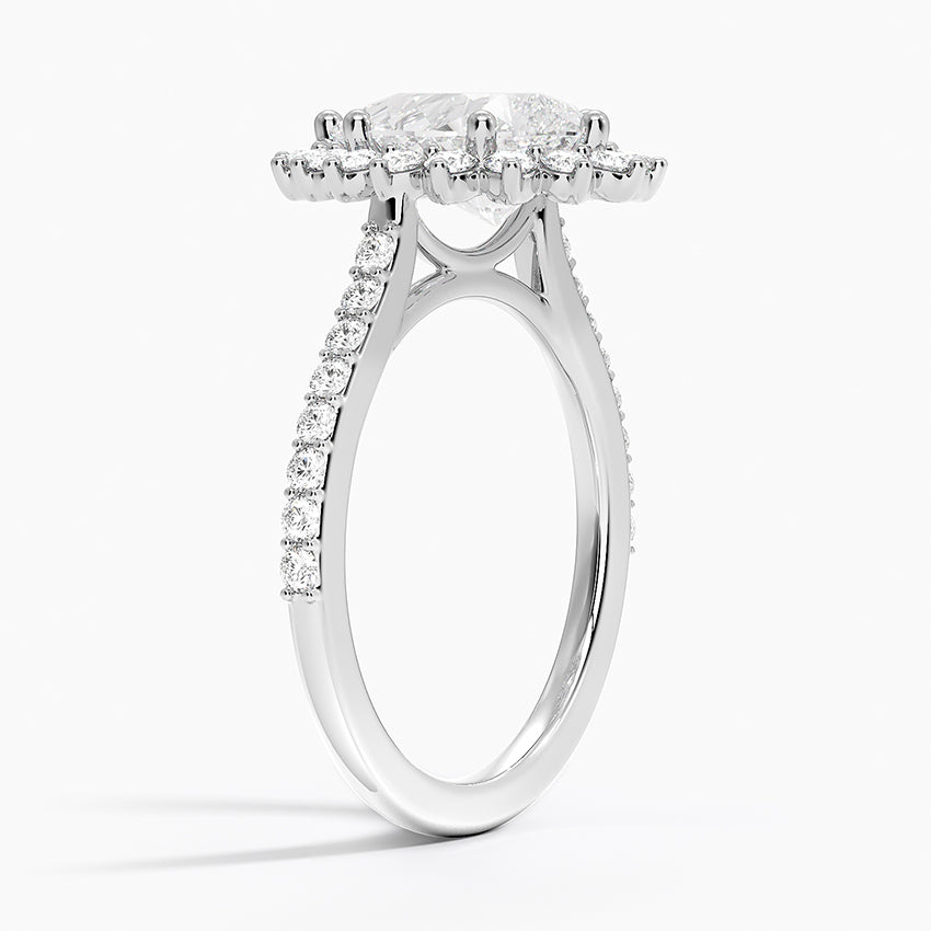 2,50 Karat Damla Halo Tasarım Tektaş Laboratuvar Pırlanta Yüzük 18K -Seraphina - Bold Diamonds
