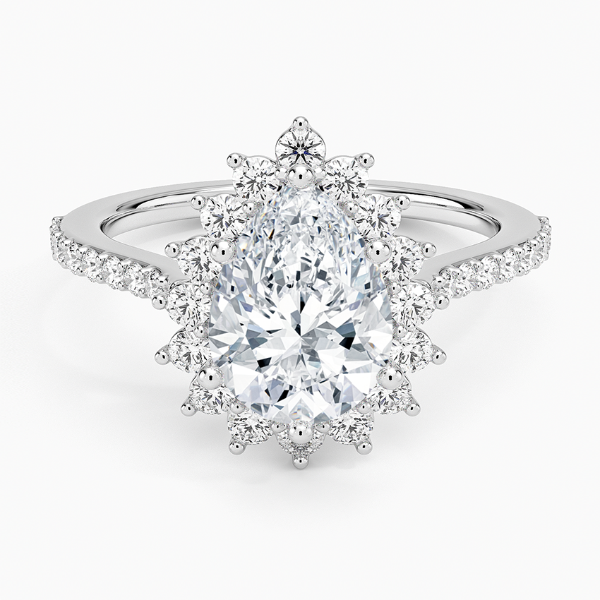 2,50 Karat Damla Halo Tasarım Tektaş Laboratuvar Pırlanta Yüzük 18K -Seraphina - Bold Diamonds