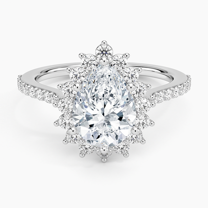 2,50 Karat Damla Halo Tasarım Tektaş Laboratuvar Pırlanta Yüzük 18K -Seraphina - Bold Diamonds