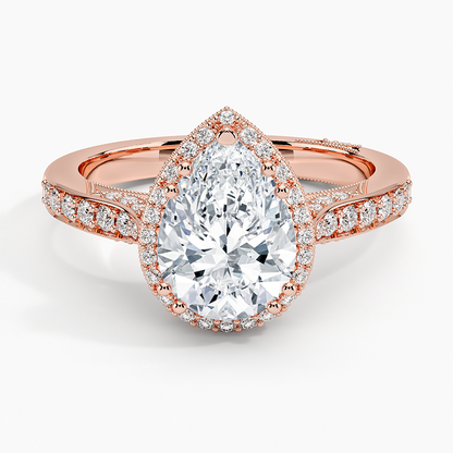 2.50 Karat Damla Halo Tasarım Tektaş Laboratuvar Pırlanta Yüzük -Clarella - Bold Diamonds