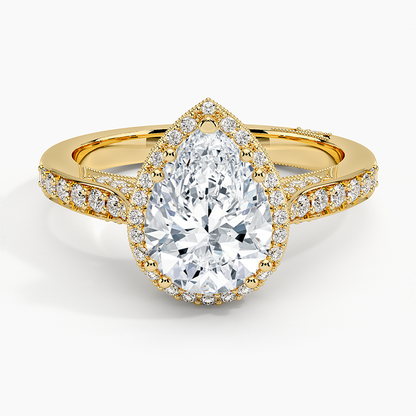 2.50 Karat Damla Halo Tasarım Tektaş Laboratuvar Pırlanta Yüzük -Clarella - Bold Diamonds