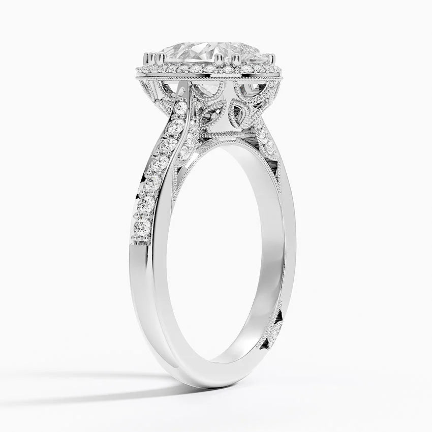 2.50 Karat Damla Halo Tasarım Tektaş Laboratuvar Pırlanta Yüzük -Clarella - Bold Diamonds