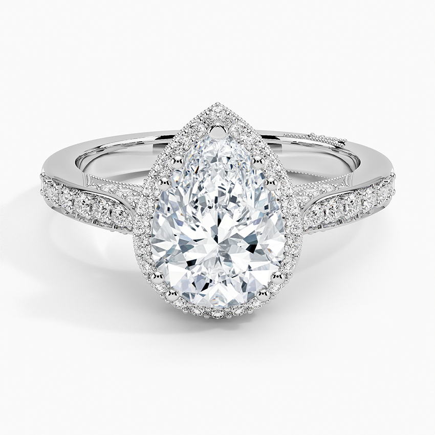 2.50 Karat Damla Halo Tasarım Tektaş Laboratuvar Pırlanta Yüzük -Clarella - Bold Diamonds