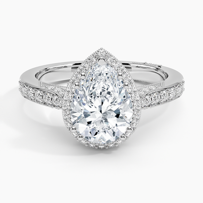 2.50 Karat Damla Halo Tasarım Tektaş Laboratuvar Pırlanta Yüzük -Clarella - Bold Diamonds