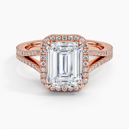 2,50 Karat Emerald Halo Tasarım Tektaş Laboratuvar Pırlanta Yüzük 18K -Aurelia - Bold Diamonds