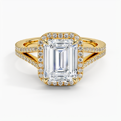 2,50 Karat Emerald Halo Tasarım Tektaş Laboratuvar Pırlanta Yüzük 18K -Aurelia - Bold Diamonds