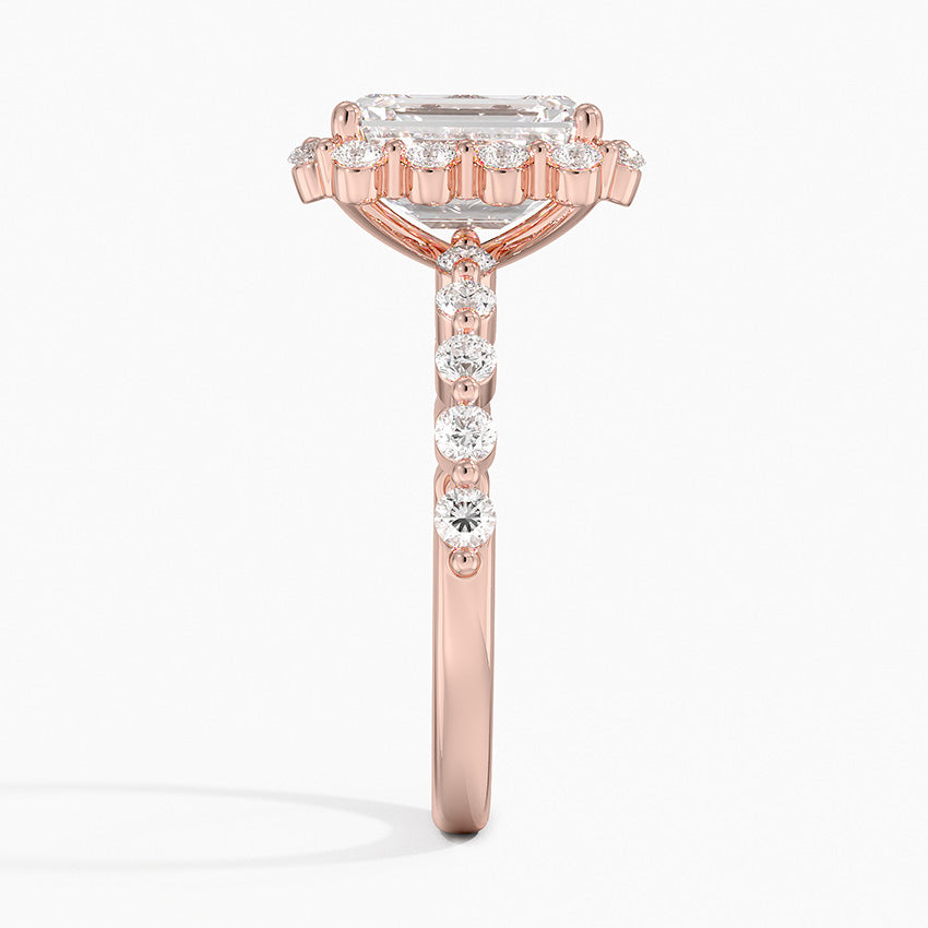 2.50 Karat Emerald Halo Tasarım Tektaş Laboratuvar Pırlanta Yüzük 18K -Mirara - Bold Diamonds