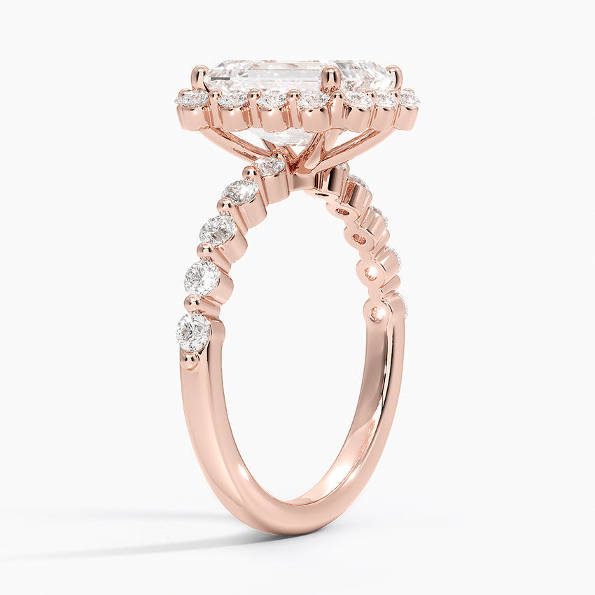 2.50 Karat Emerald Halo Tasarım Tektaş Laboratuvar Pırlanta Yüzük 18K -Mirara - Bold Diamonds