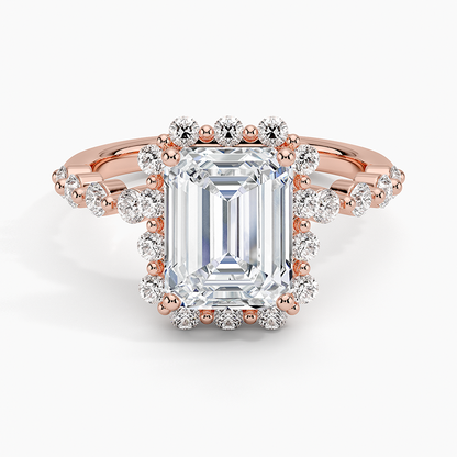 2.50 Karat Emerald Halo Tasarım Tektaş Laboratuvar Pırlanta Yüzük 18K -Mirara - Bold Diamonds