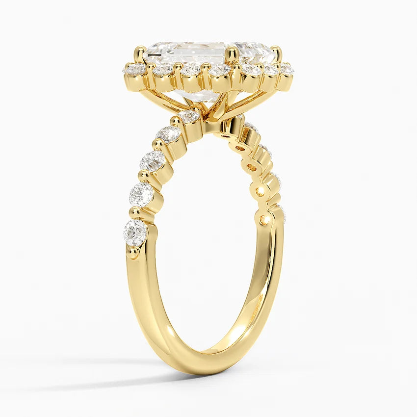 2.50 Karat Emerald Halo Tasarım Tektaş Laboratuvar Pırlanta Yüzük 18K -Mirara - Bold Diamonds