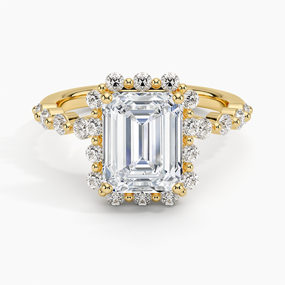 2.50 Karat Emerald Halo Tasarım Tektaş Laboratuvar Pırlanta Yüzük 18K -Mirara - Bold Diamonds