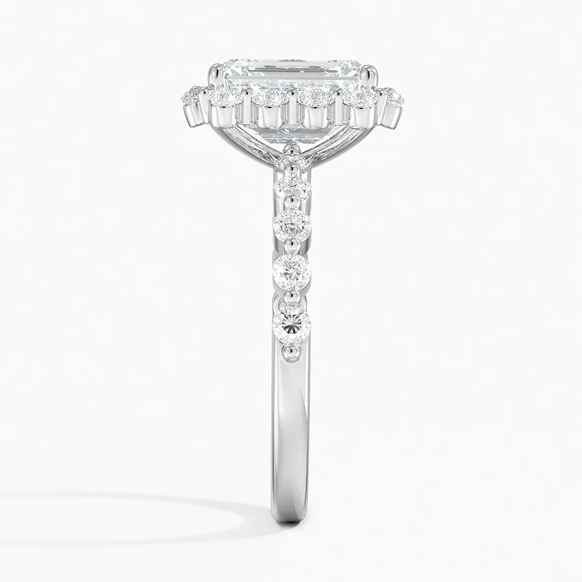 2.50 Karat Emerald Halo Tasarım Tektaş Laboratuvar Pırlanta Yüzük 18K -Mirara - Bold Diamonds