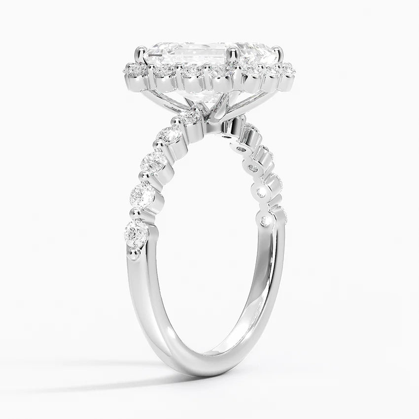 2.50 Karat Emerald Halo Tasarım Tektaş Laboratuvar Pırlanta Yüzük 18K -Mirara - Bold Diamonds