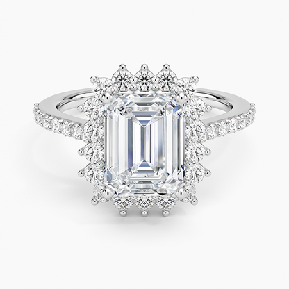 2,50 Karat Emerald Halo Tasarım Tektaş Laboratuvar Pırlanta Yüzük 18K -Seraphina - Bold Diamonds