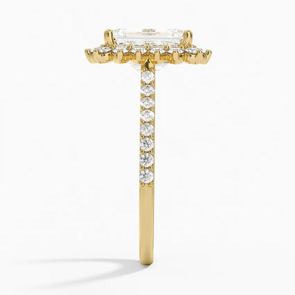 2,50 Karat Emerald Halo Tasarım Tektaş Laboratuvar Pırlanta Yüzük 18K -Seraphina - Bold Diamonds