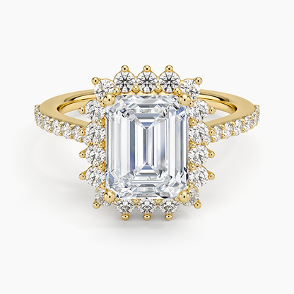 2,50 Karat Emerald Halo Tasarım Tektaş Laboratuvar Pırlanta Yüzük 18K -Seraphina - Bold Diamonds