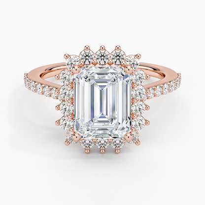 2,50 Karat Emerald Halo Tasarım Tektaş Laboratuvar Pırlanta Yüzük 18K -Seraphina - Bold Diamonds