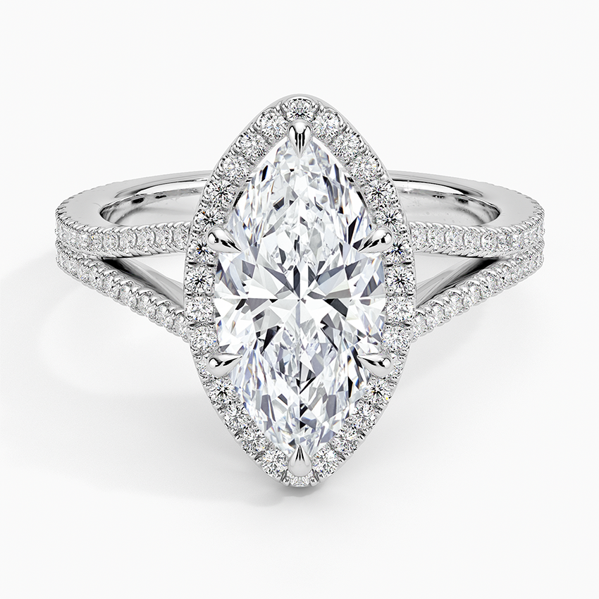 2,50 Karat Marquise Halo Tasarım Tektaş Laboratuvar Pırlanta Yüzük 18K - Aurelia - Bold Diamonds