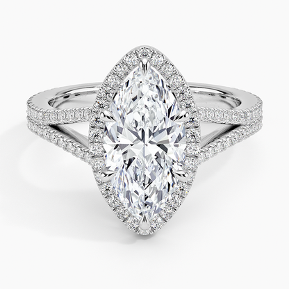 2,50 Karat Marquise Halo Tasarım Tektaş Laboratuvar Pırlanta Yüzük 18K - Aurelia - Bold Diamonds