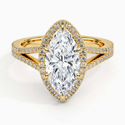 2,50 Karat Marquise Halo Tasarım Tektaş Laboratuvar Pırlanta Yüzük 18K - Aurelia - Bold Diamonds