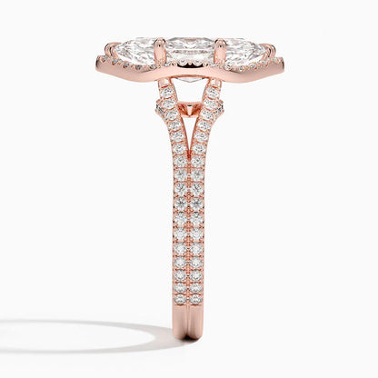 2,50 Karat Marquise Halo Tasarım Tektaş Laboratuvar Pırlanta Yüzük 18K - Aurelia - Bold Diamonds