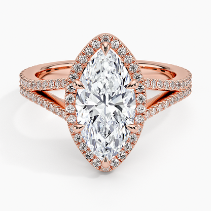 2,50 Karat Marquise Halo Tasarım Tektaş Laboratuvar Pırlanta Yüzük 18K - Aurelia - Bold Diamonds