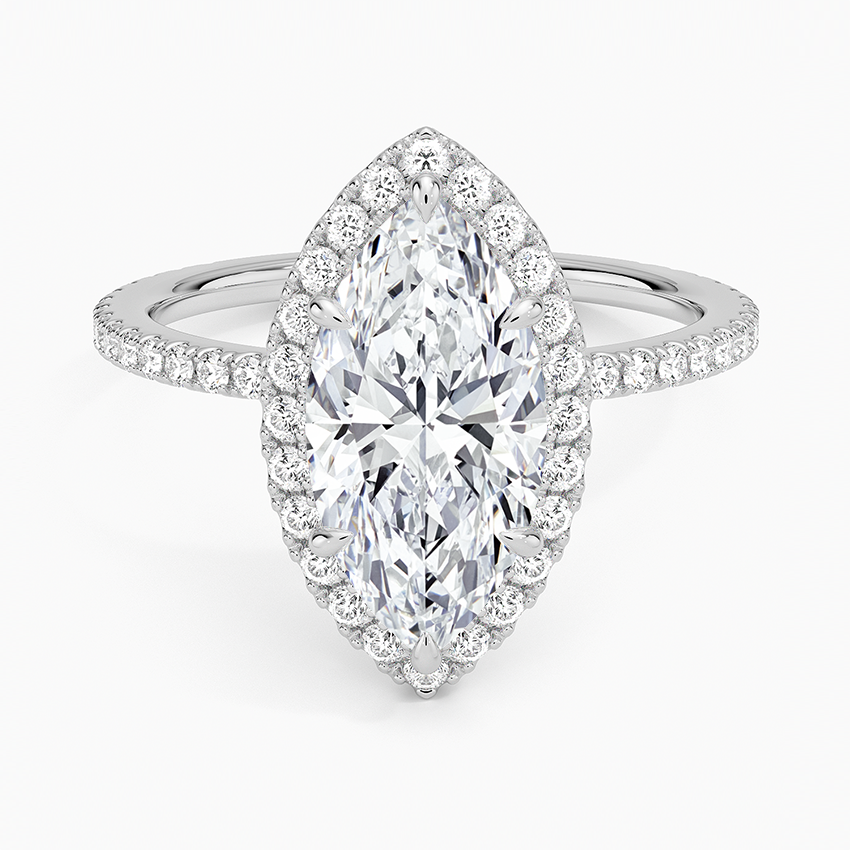 2,50 Karat Marquise Halo Tasarım Tektaş Laboratuvar Pırlanta Yüzük 18K - Celestia - Bold Diamonds