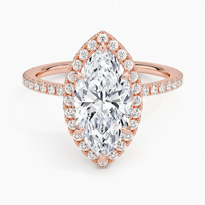 2,50 Karat Marquise Halo Tasarım Tektaş Laboratuvar Pırlanta Yüzük 18K - Celestia - Bold Diamonds