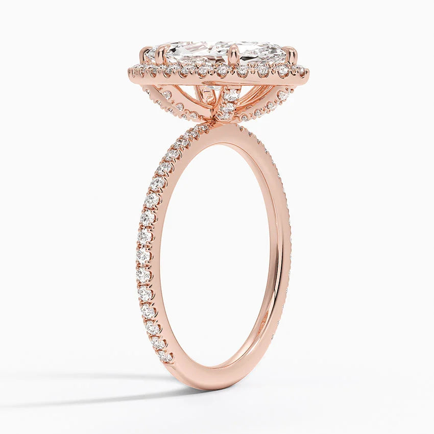 2,50 Karat Marquise Halo Tasarım Tektaş Laboratuvar Pırlanta Yüzük 18K - Celestia - Bold Diamonds