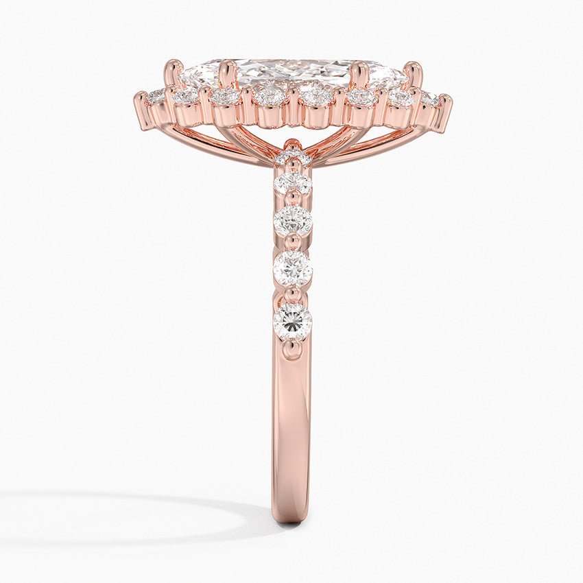 2.50 Karat Marquise Halo Tasarım Tektaş Laboratuvar Pırlanta Yüzük 18K -Mirara - Bold Diamonds