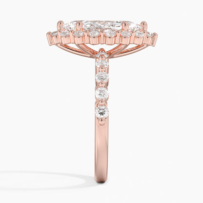 2.50 Karat Marquise Halo Tasarım Tektaş Laboratuvar Pırlanta Yüzük 18K -Mirara - Bold Diamonds