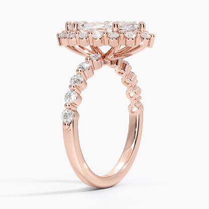 2.50 Karat Marquise Halo Tasarım Tektaş Laboratuvar Pırlanta Yüzük 18K -Mirara - Bold Diamonds