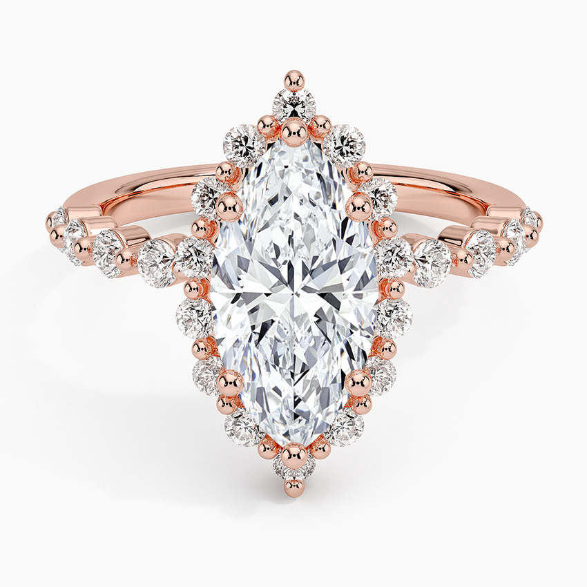 2.50 Karat Marquise Halo Tasarım Tektaş Laboratuvar Pırlanta Yüzük 18K -Mirara - Bold Diamonds