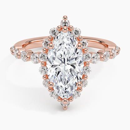 2.50 Karat Marquise Halo Tasarım Tektaş Laboratuvar Pırlanta Yüzük 18K -Mirara - Bold Diamonds