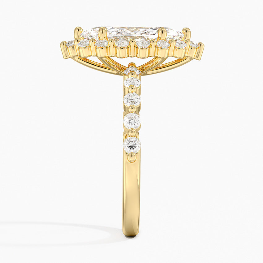 2.50 Karat Marquise Halo Tasarım Tektaş Laboratuvar Pırlanta Yüzük 18K -Mirara - Bold Diamonds