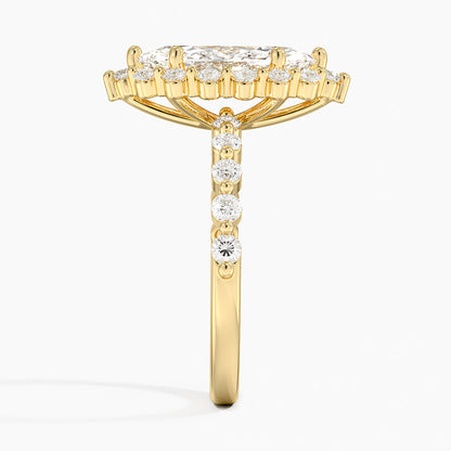 2.50 Karat Marquise Halo Tasarım Tektaş Laboratuvar Pırlanta Yüzük 18K -Mirara - Bold Diamonds