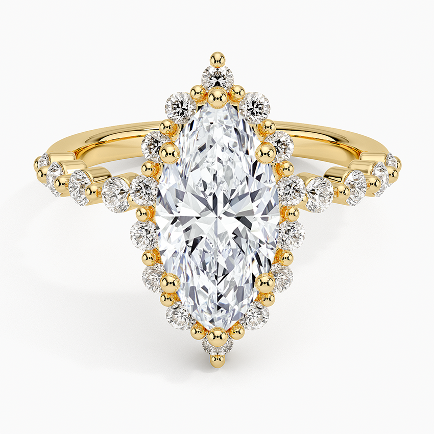 2.50 Karat Marquise Halo Tasarım Tektaş Laboratuvar Pırlanta Yüzük 18K -Mirara - Bold Diamonds