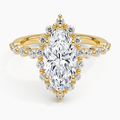 2.50 Karat Marquise Halo Tasarım Tektaş Laboratuvar Pırlanta Yüzük 18K -Mirara - Bold Diamonds