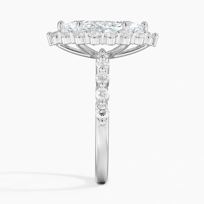 2.50 Karat Marquise Halo Tasarım Tektaş Laboratuvar Pırlanta Yüzük 18K -Mirara - Bold Diamonds